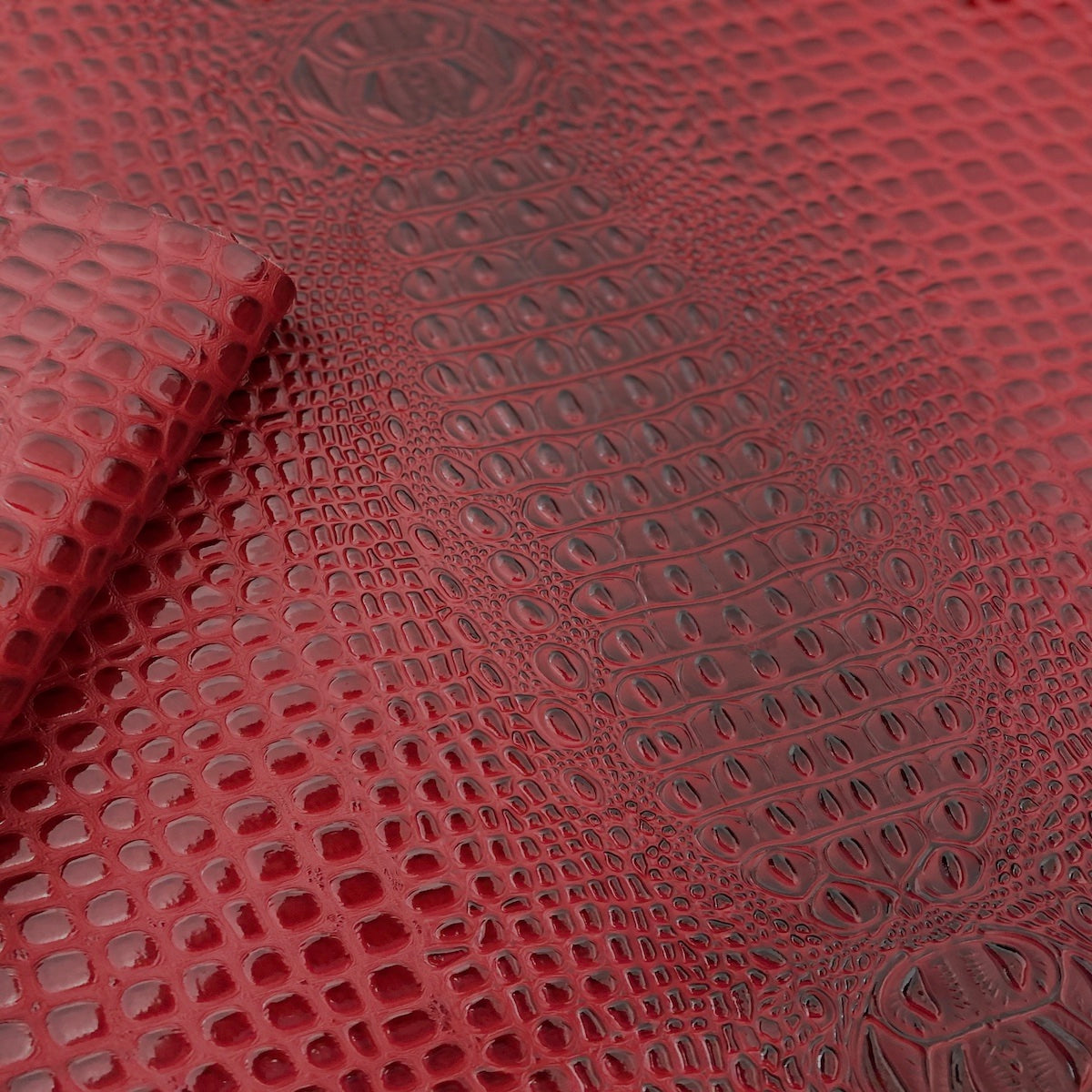 Ruby Red Aussie 3D Embossed Gator Vinyl Fabric - Fashion Fabrics LLC