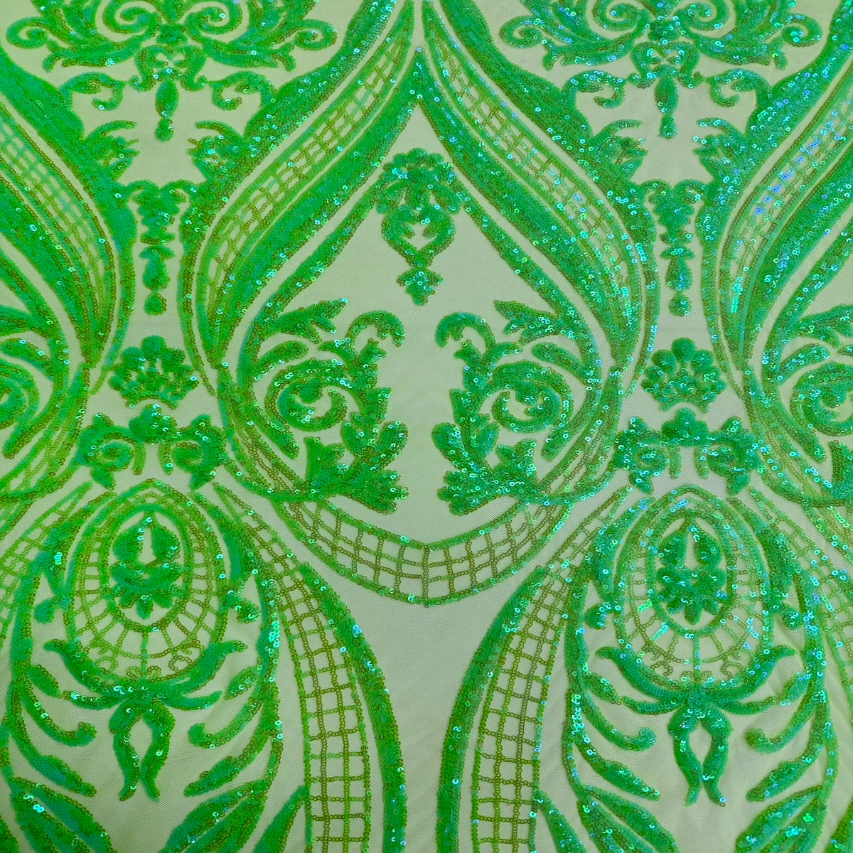 Lime Green Iridescent Catina Sequins Lace Fabric