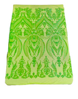 Lime Green Iridescent Catina Sequins Lace Fabric