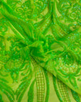 Tissu en dentelle à paillettes Catina irisées vert citron 
