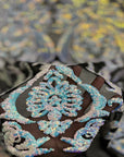 Pearl Blue Iridescent | Black Catina Sequins Lace Fabric