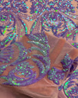 Tela de encaje de lentejuelas Catina iridiscente lavanda 