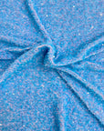 Tela Rodeo de terciopelo elástico bordada con lentejuelas de Rodeo azul bebé