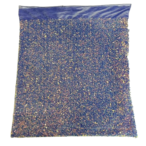Tela rodeo de terciopelo elástico bordado con lentejuelas iridiscentes color lavanda