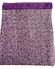 Tela rodeo de terciopelo elástico bordado con lentejuelas iridiscentes de color lavanda oscuro