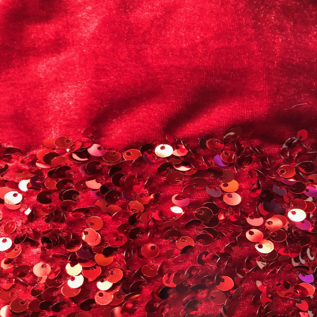 Red Sequins Embroidered Stretch Velvet Rodeo Fabric - Fashion Fabrics LLC