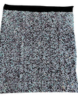 Bleu Perle Irisé | Tissu de rodéo en velours extensible brodé de paillettes noires