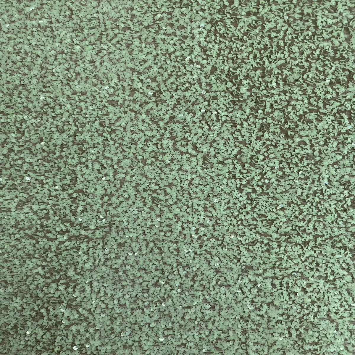 Tissu de rodéo en velours extensible brodé de paillettes vert menthe