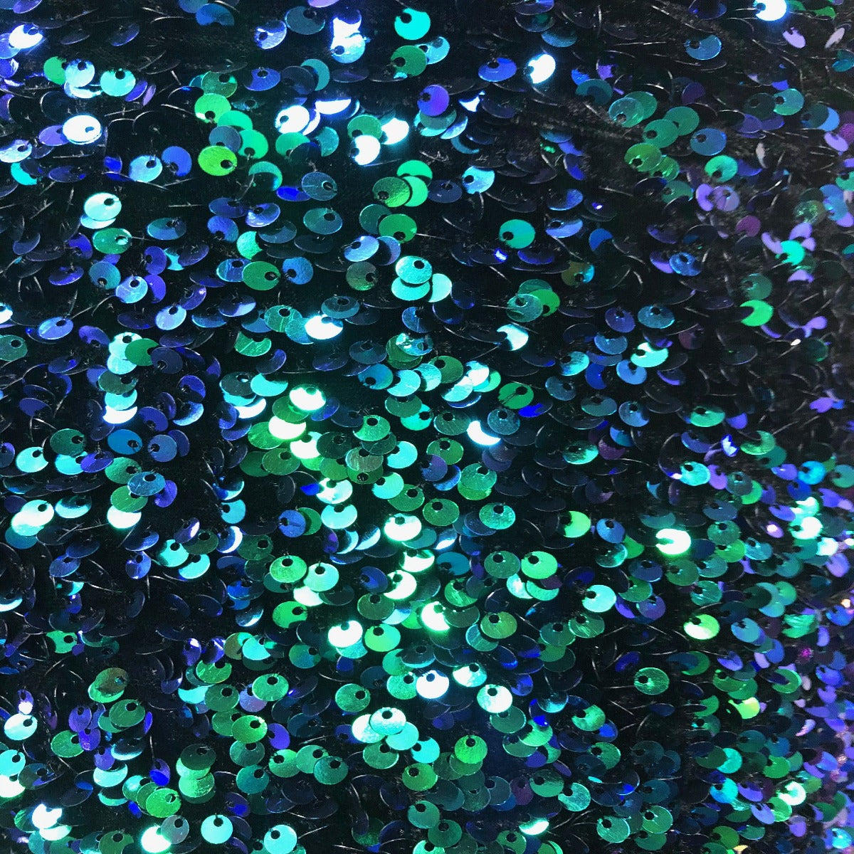 Green Iridescent Sequins Embroidered Stretch Velvet Rodeo Fabric - Fashion Fabrics LLC