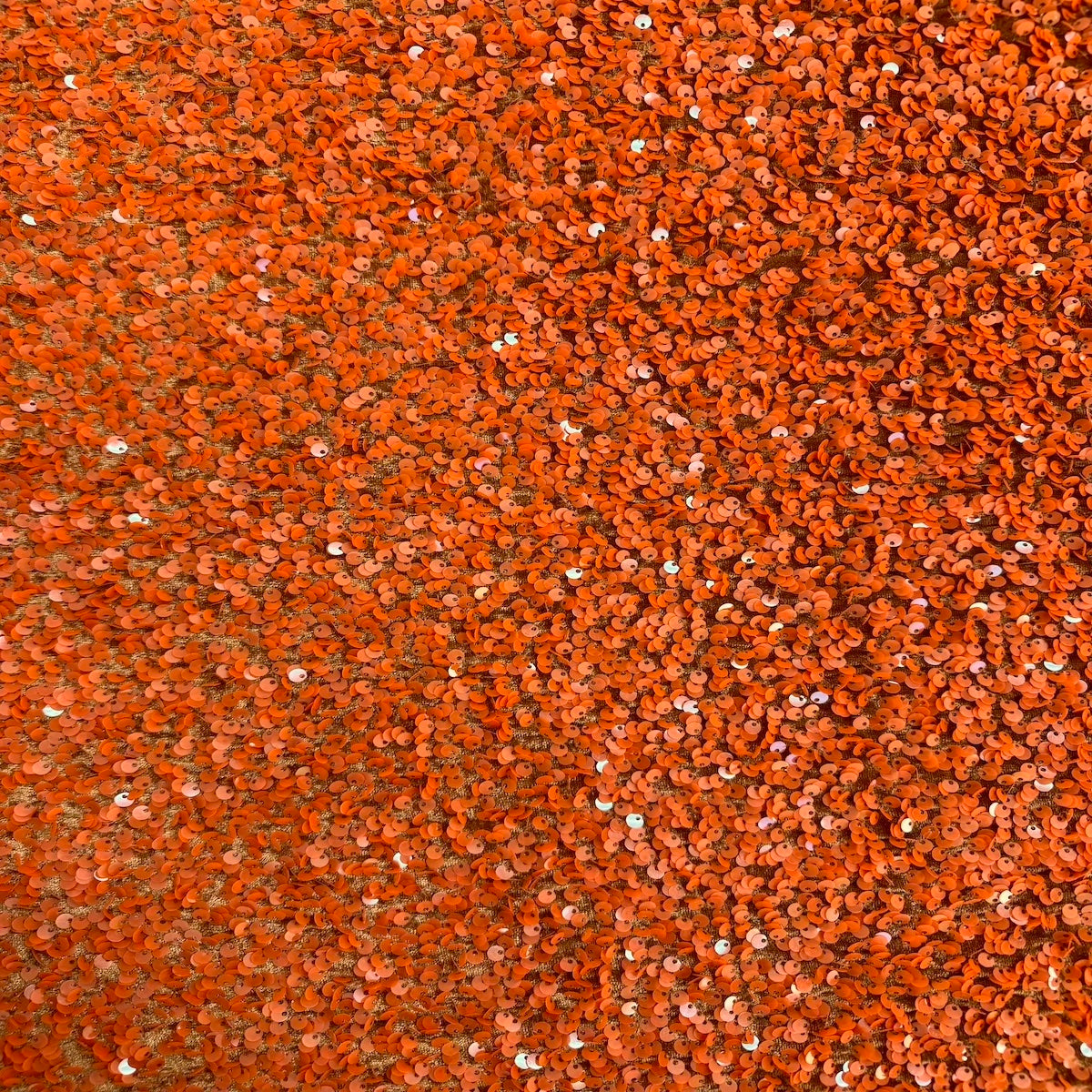 Rust Orange Sequins Embroidered Stretch Velvet Rodeo Fabric