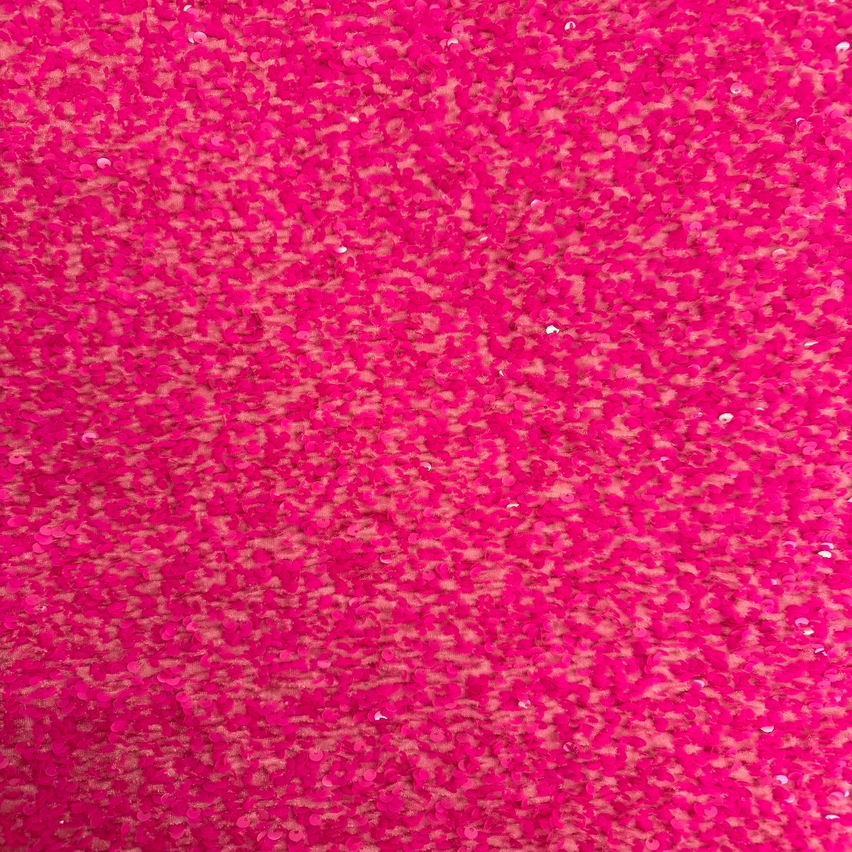 Neon Pink Sequins Embroidered Stretch Velvet Rodeo Fabric