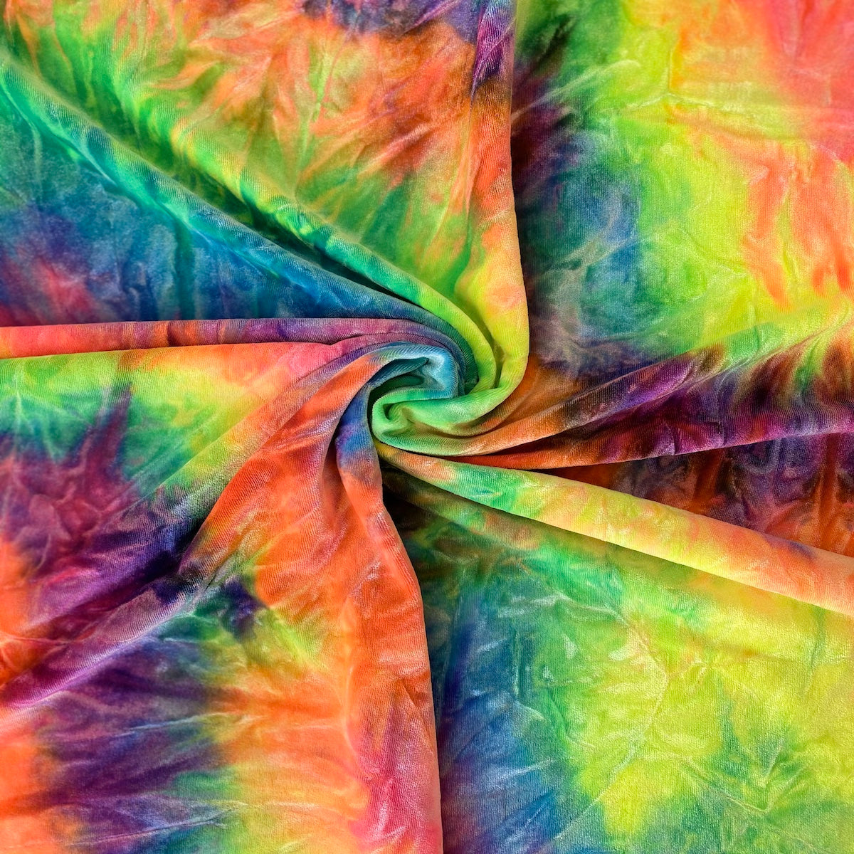 Dark Rainbow Tie Dye Stretch Velvet Fabric - Fashion Fabrics LLC