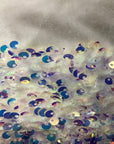 Pearl Blue Iridescent Sequins Embroidered Stretch Velvet Rodeo Fabric - Fashion Fabrics LLC
