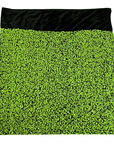 Vert lime | Tissu de rodéo en velours extensible brodé de paillettes noires