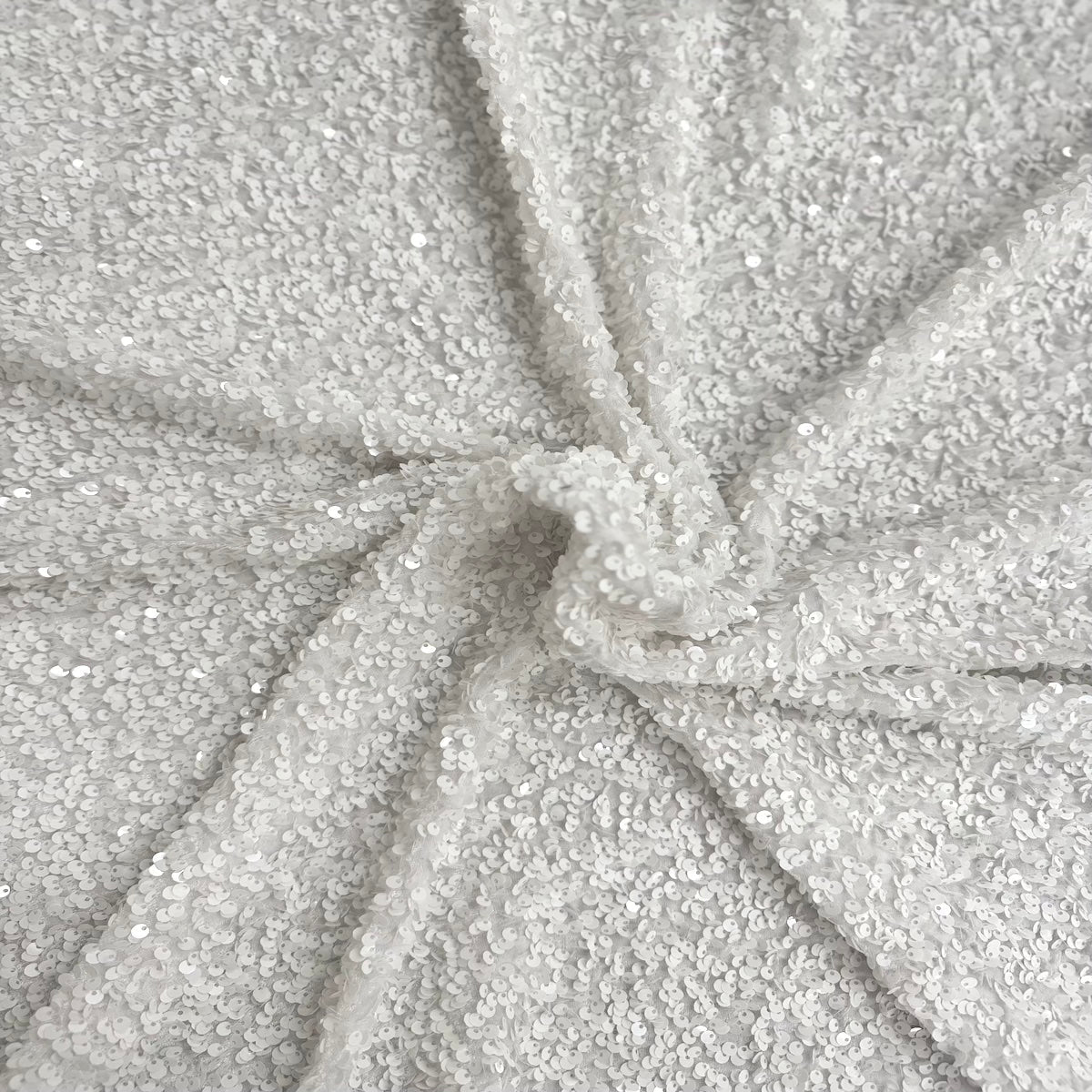 Tissu de rodéo en velours extensible brodé de paillettes blanches