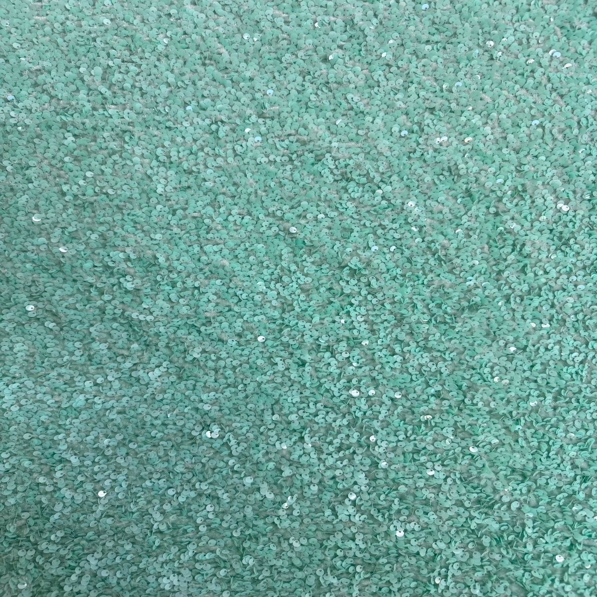 Mist Green Sequins Embroidered Stretch Velvet Rodeo Fabric