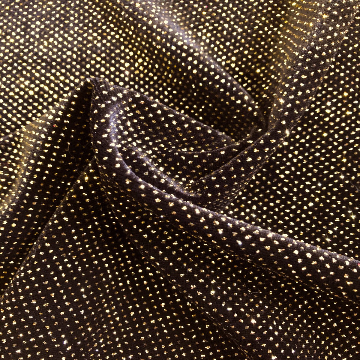Gold Sparkle Glitter Lurex Stretch Velvet Fabric - Fashion Fabrics Los Angeles 