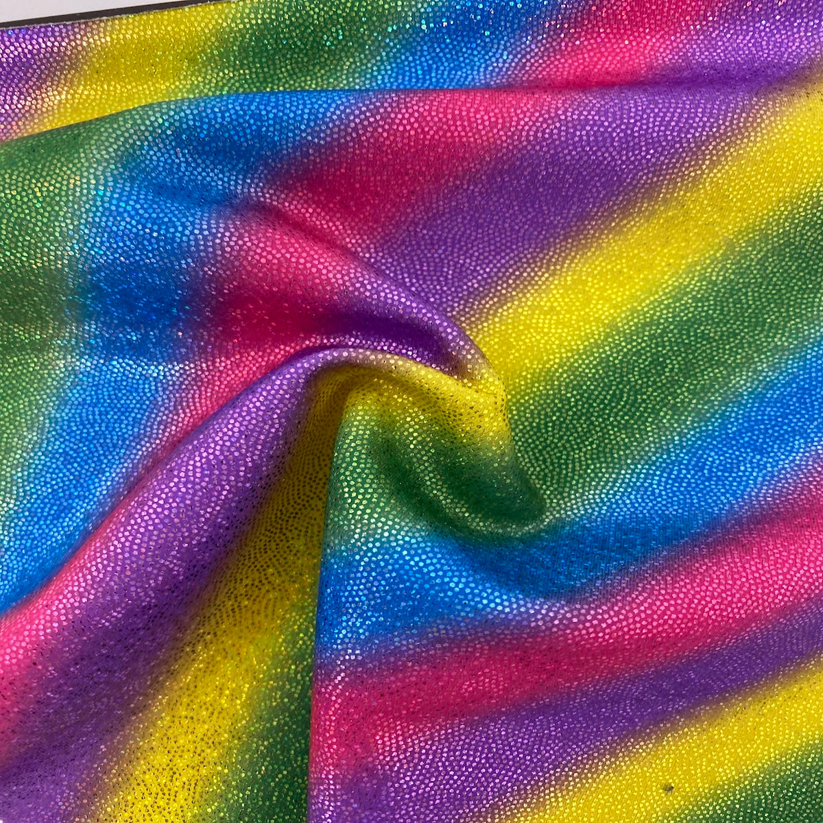 Rainbow Stripe Hologram Foil Spandex Fabric - Fashion Fabrics LLC
