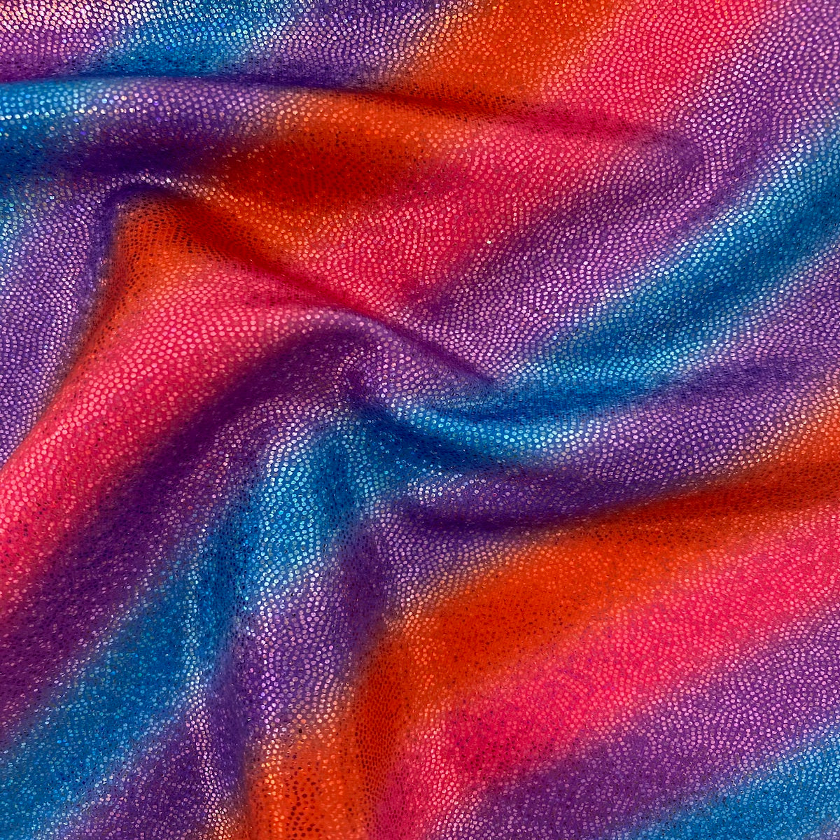 Pink Royal Blue Orange Stripe Hologram Foil Spandex Fabric - Fashion Fabrics LLC
