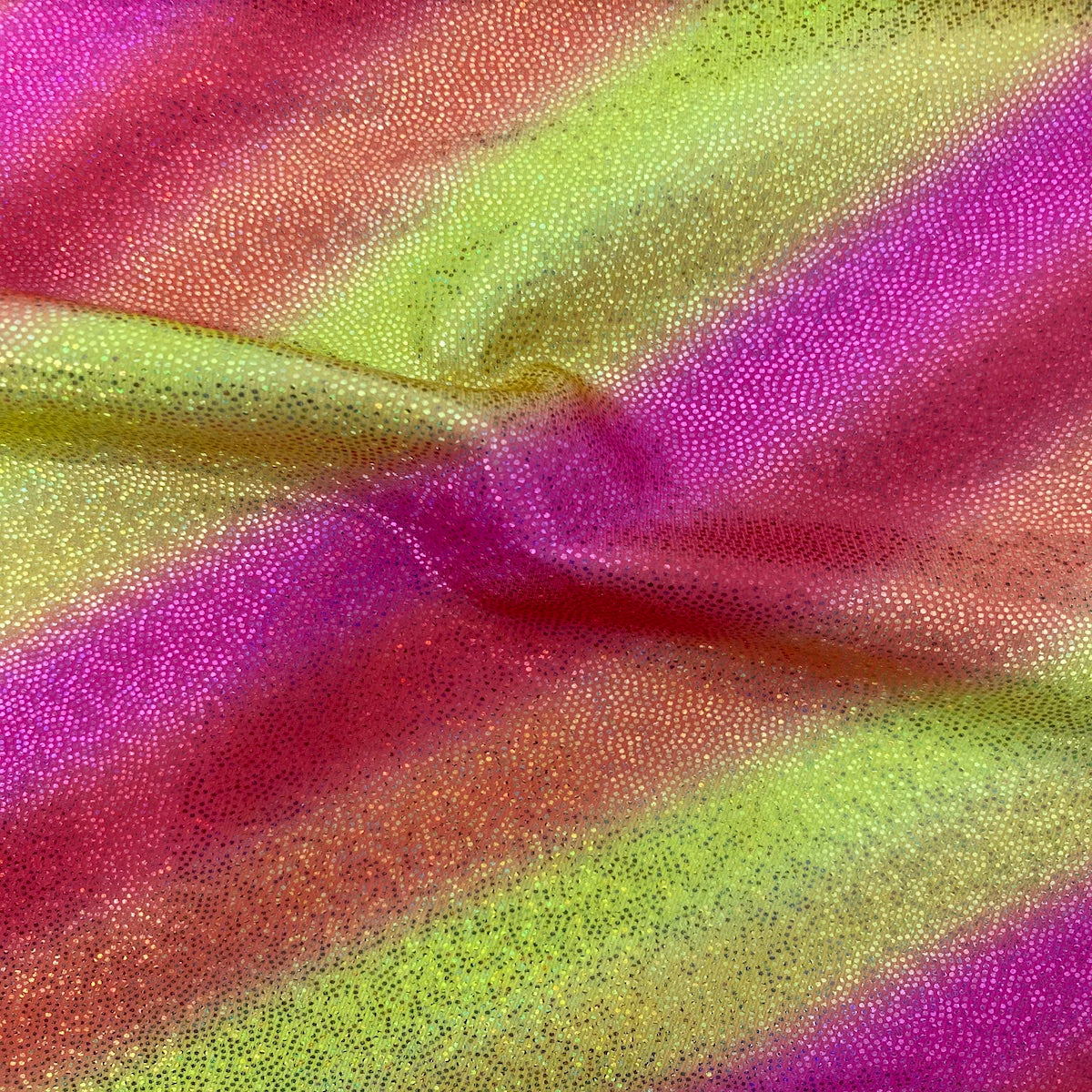 Yellow Orange Fuchsia Stripe Hologram Foil Spandex Fabric - Fashion Fabrics LLC
