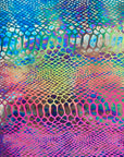 Rainbow Holographic Tie Dye Taipan Snakeskin Nylon Spandex Fabric - Fashion Fabrics LLC