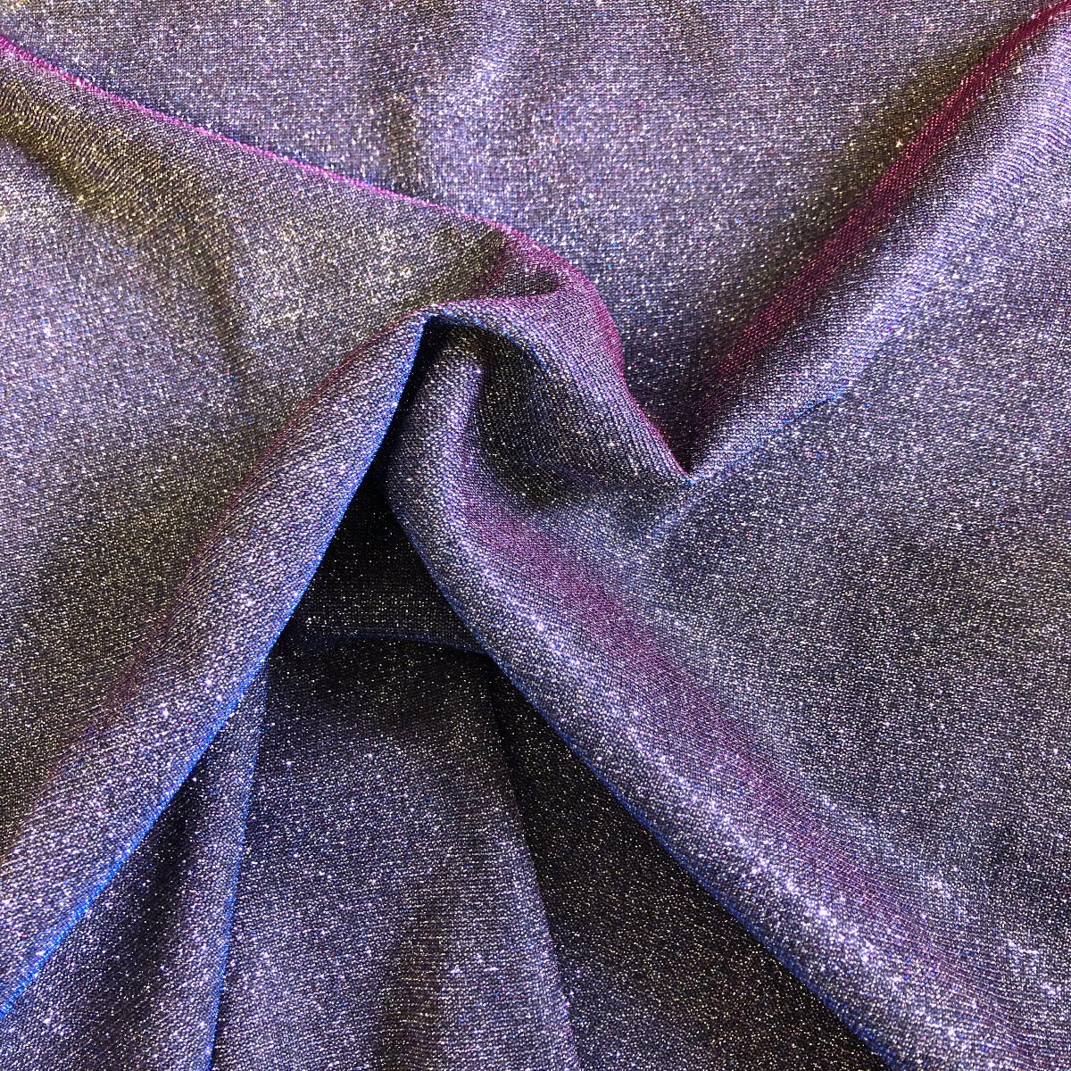 Blue Pink Lavender Holographic Shimmer Glitter Spandex Fabric - Fashion Fabrics Los Angeles 