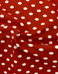 Red White Mini Polka Dot Poly Cotton Fabric - Fashion Fabrics LLC