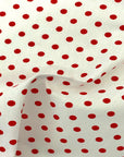 White Red Mini Polka Dot Poly Cotton Fabric - Fashion Fabrics LLC