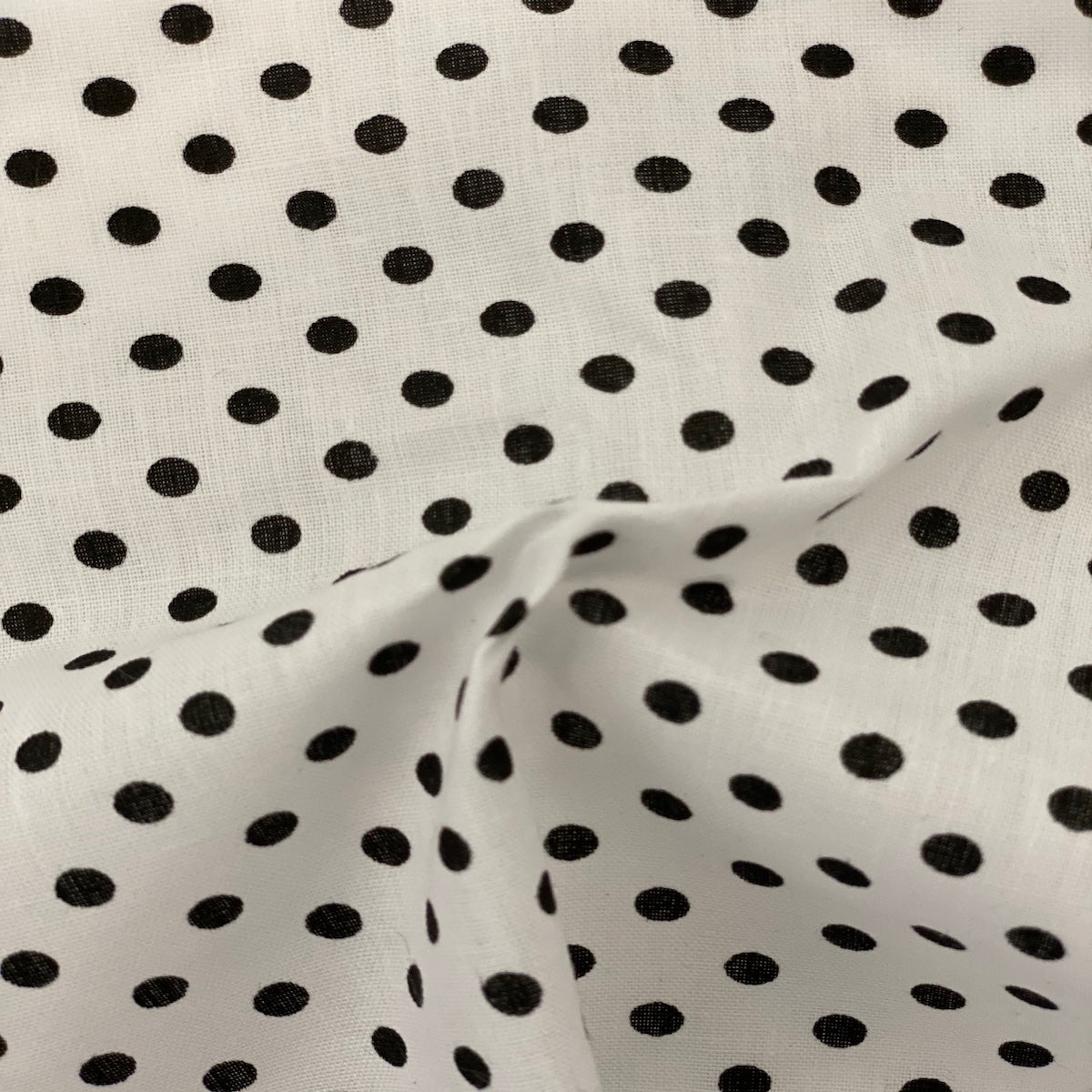 White Black Mini Polka Dot Poly Cotton Fabric - Fashion Fabrics LLC