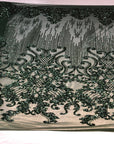 Black Alta Striped Damask Sequins Lace Fabric - Fashion Fabrics LLC