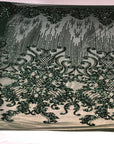 Bronze Gold Alta Striped Damask Sequins Lace Fabric - Fashion Fabrics LLC