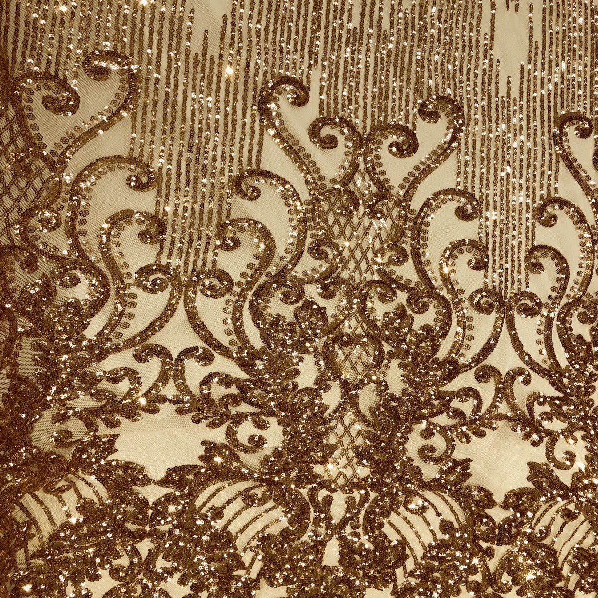 Alta Striped Damask Stretch Sequins Couture Prom Fabric - Sold By The Yard Alta Striped Damask Stretch Sequins Couture Prom Fabric - Sold By The Yard