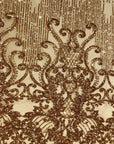 Gold Alta Striped Damask Sequins Lace Fabric - Fashion Fabrics LLC