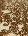 Gold Alta Striped Damask Sequins Lace Fabric - Fashion Fabrics LLC