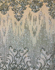 Silver Alta Striped Damask Sequins Lace Fabric - Fashion Fabrics LLC