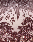 Dusty Pink Alta Striped Damask Sequins Lace Fabric - Fashion Fabrics LLC