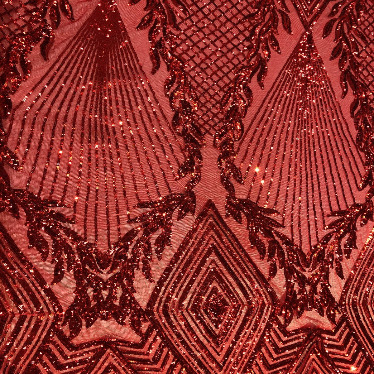 Red Alpica Sequins Lace Fabric - Fashion Fabrics LLC