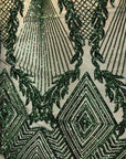Hunter Green Alpica Sequins Lace Fabric - Fashion Fabrics LLC