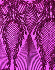 Fuchsia Alpica Sequins Lace Fabric - Fashion Fabrics LLC