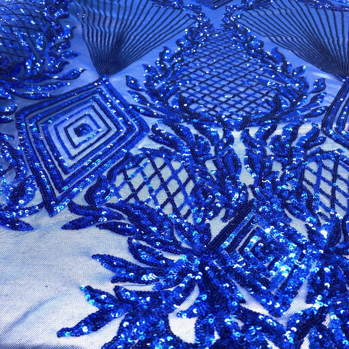 Royal Blue Alpica Sequins Lace Fabric - Fashion Fabrics LLC