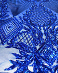 Royal Blue Alpica Sequins Lace Fabric - Fashion Fabrics LLC