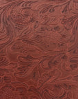 Dark Red Western Floral PU Faux Leather Vinyl Fabric - Fashion Fabrics LLC