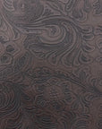 Dark Brown Western Floral PU Faux Leather Vinyl Fabric - Fashion Fabrics LLC