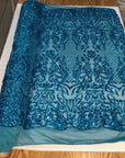 Turquoise Blue Luna Stretch Sequins Lace Fabric - Fashion Fabrics LLC