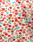 White Multi Color Small Floral Print Poly Cotton Fabric - Fashion Fabrics LLC