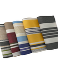 Blue Multi Color Striped Oak 100% Waterproof Outdoor Canvas Patio Fabric - Fashion Fabrics LLC
