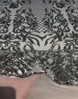 Silver Luna Stretch Sequins Lace Fabric - Fashion Fabrics LLC