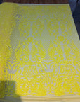 Neon Yellow Luna Stretch Sequins Lace Fabric - Fashion Fabrics LLC