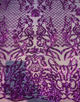Plum Purple Luna Stretch Sequins Lace Fabric - Fashion Fabrics LLC