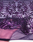 Plum Purple Luna Stretch Sequins Lace Fabric - Fashion Fabrics LLC